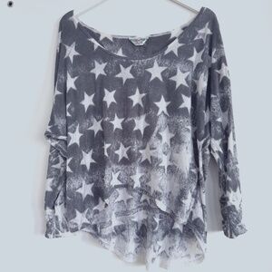 Y2K Blue Hard Tail High Low Ombre Soft Oversized Long Sleeve Top Women's Small.